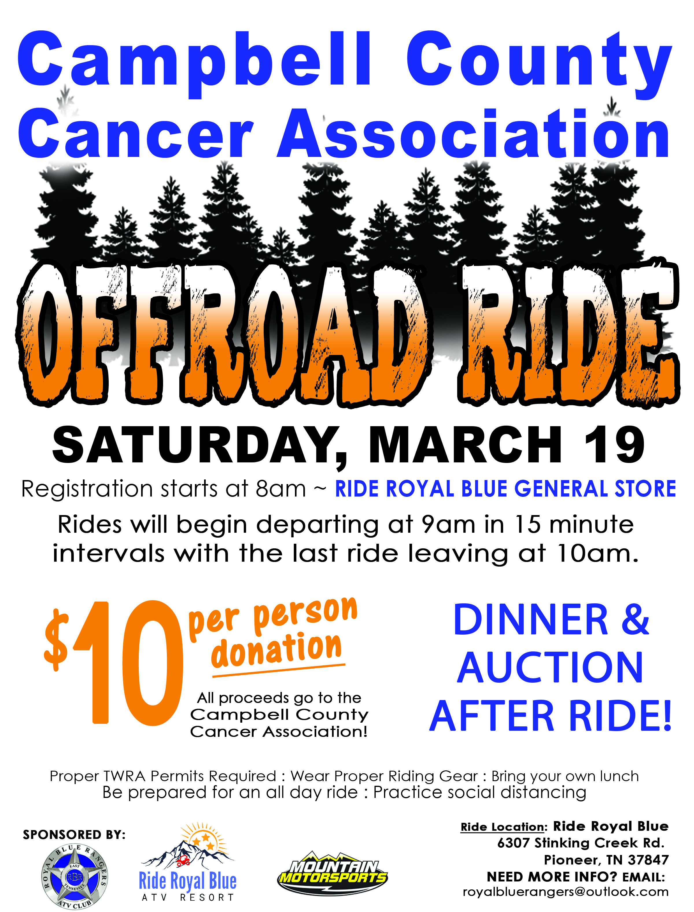 Campbell County Cancer Association Off Road Ride Event Flyer
